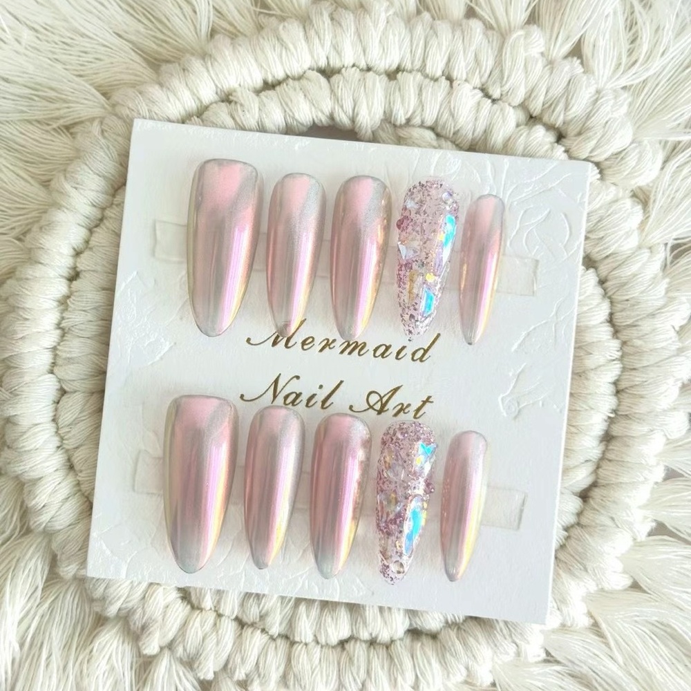 Iridescent Pink Press-On Nails